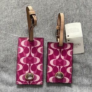 Pink Signature C Coach luggage tags - set of 2
